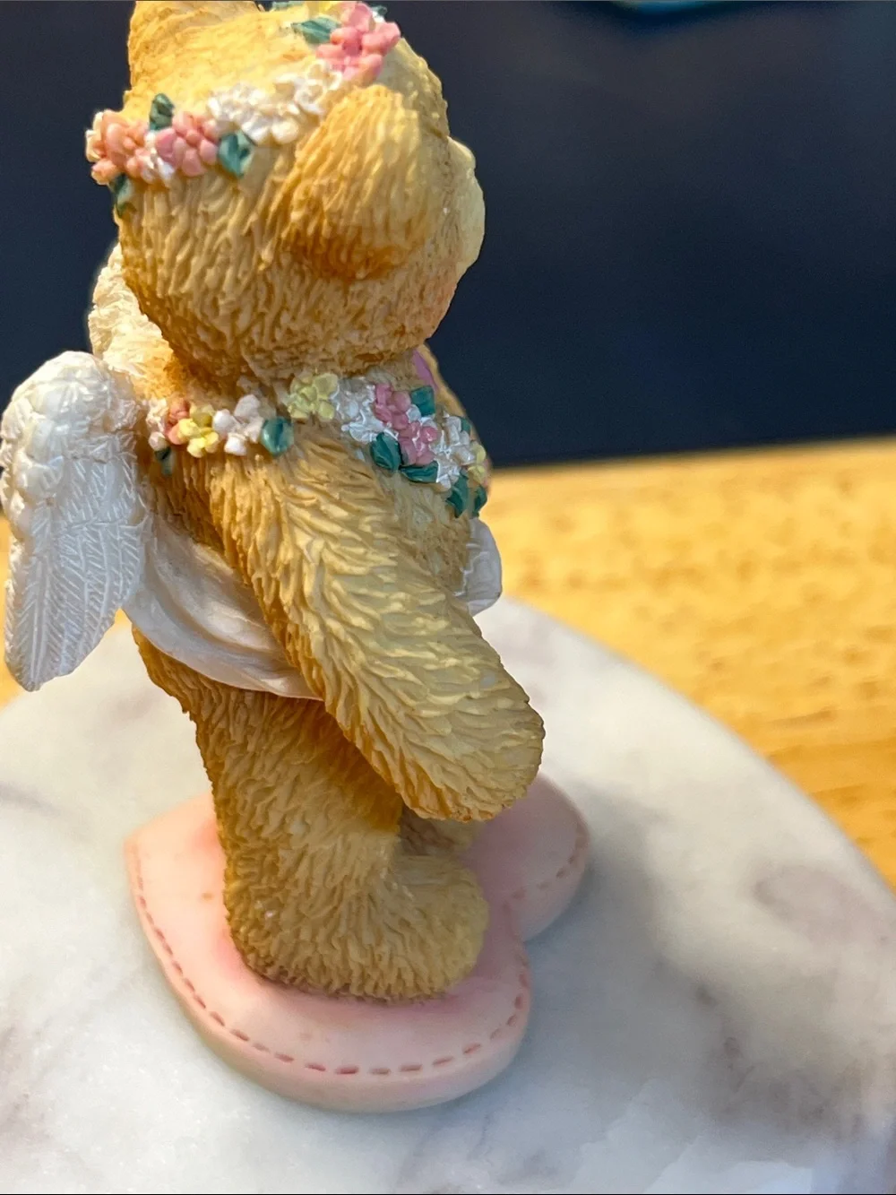 Enesco Tan Bear Figurine with Pink and White Accents